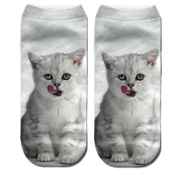 Popular Funny Unisex Short Socks 3D Cat Printed Anklet Socks Casual Socks