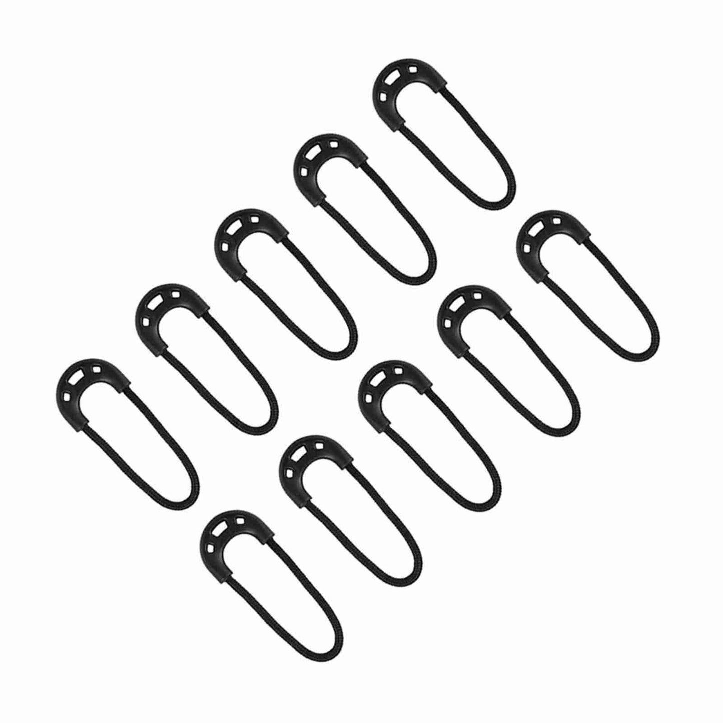 10pcs/bag EDC Black Small Zipper Pulls Cord Rope For Outdoor Travel Clothing Backpack Accessory