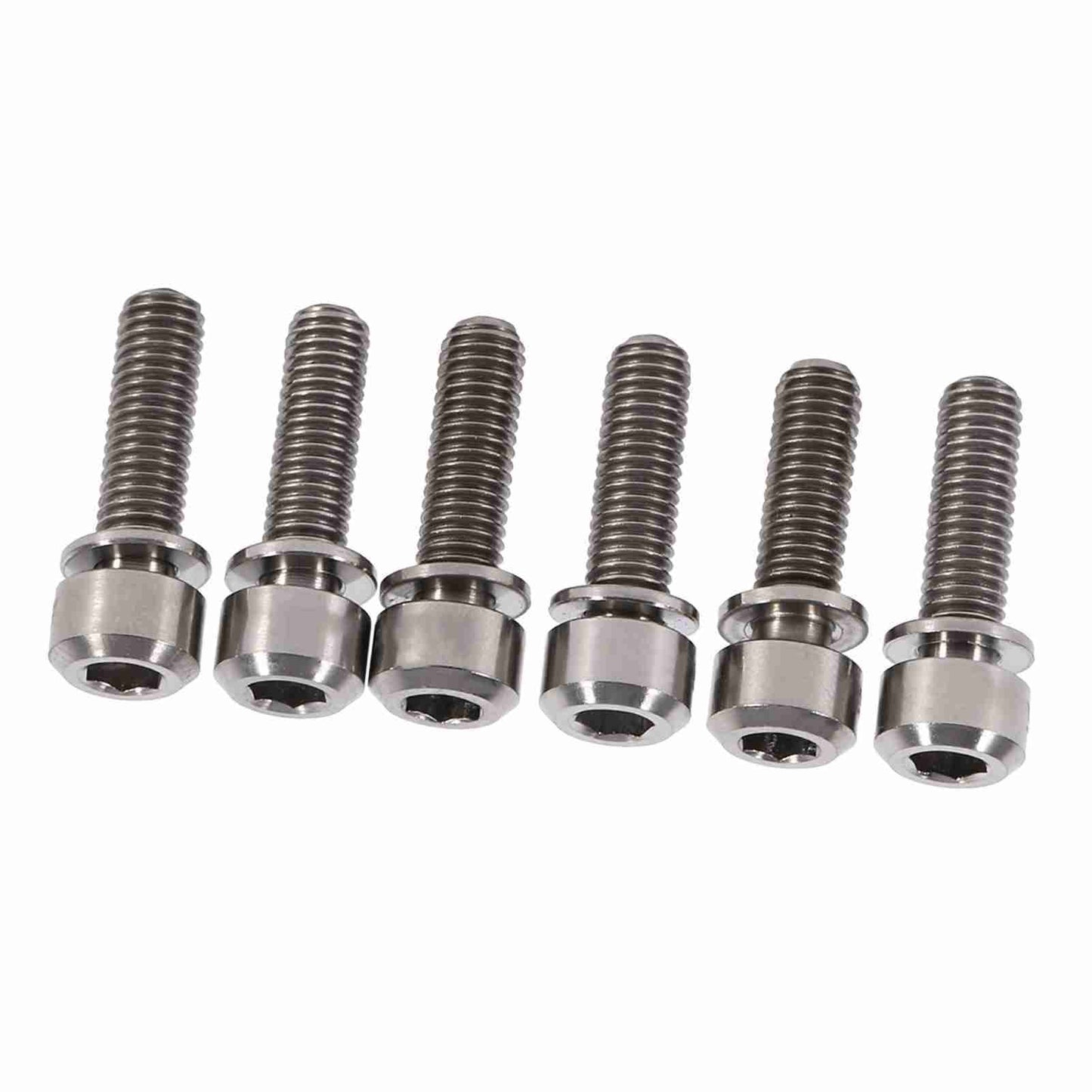 6 Pieces Mountain Bike M5 x 18mm Titanium Stem Bolts Screw With Washer(titanium)