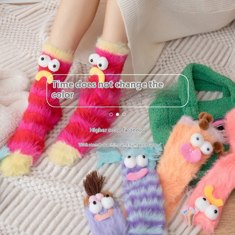 Plush Funny Floor Thick Thermal Middle Tube Socks