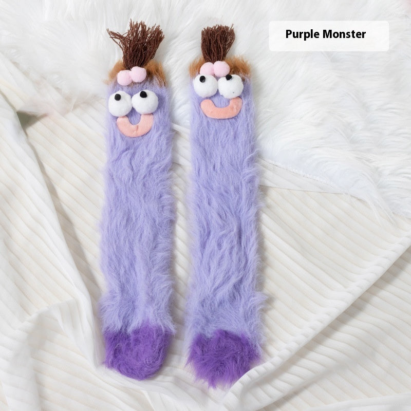 Plush Funny Floor Thick Thermal Middle Tube Socks