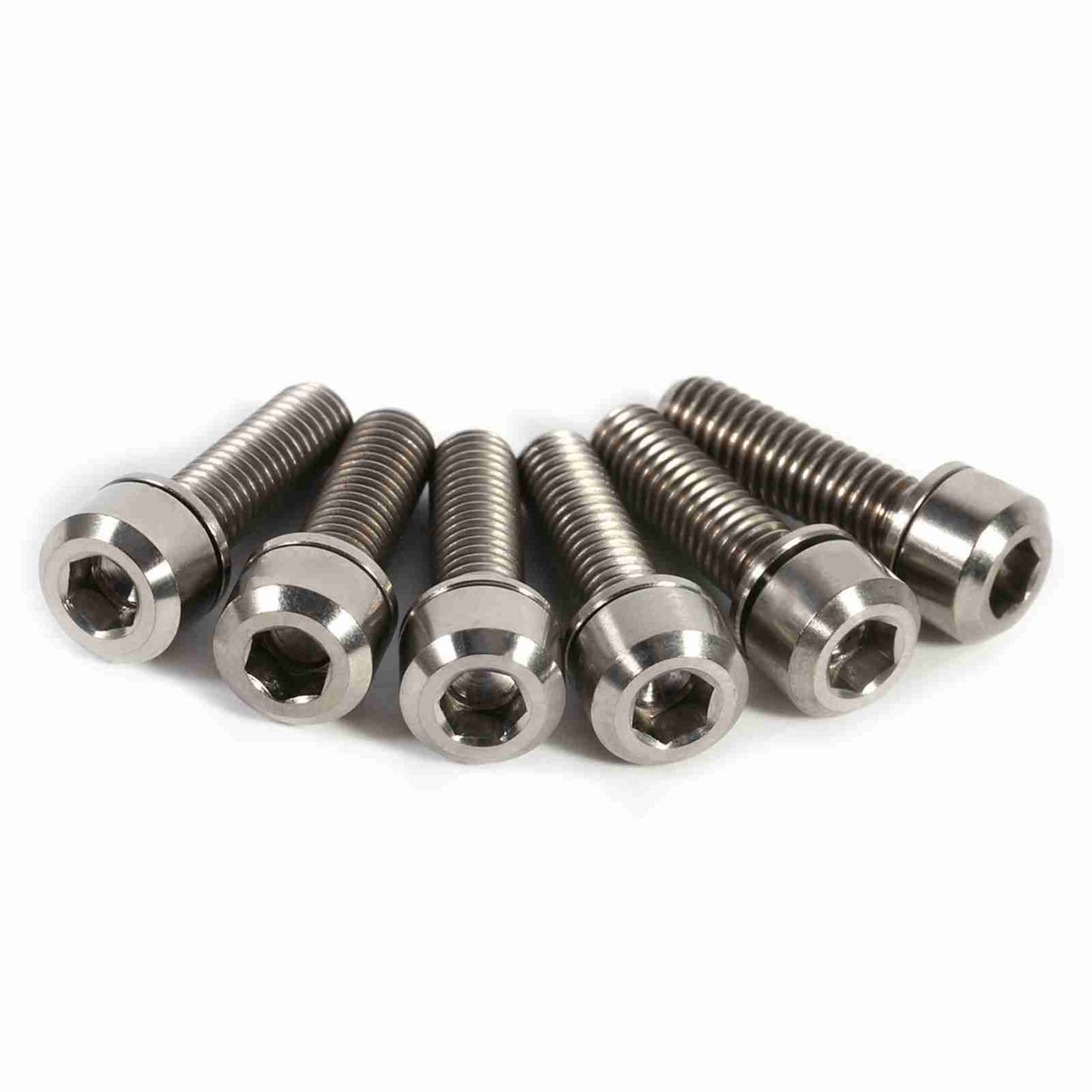 6 Pieces Mountain Bike M5 x 18mm Titanium Stem Bolts Screw With Washer(titanium)