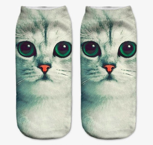 Popular Funny Unisex Short Socks 3D Cat Printed Anklet Socks Casual Socks