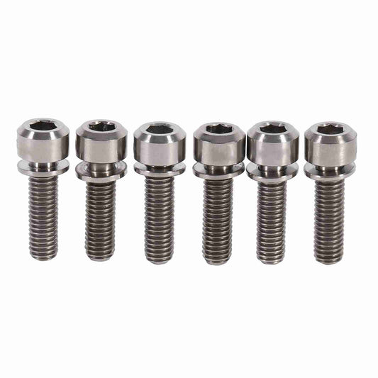 6 Pieces Mountain Bike M5 x 18mm Titanium Stem Bolts Screw With Washer(titanium)