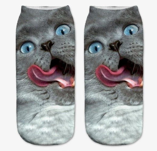 Popular Funny Unisex Short Socks 3D Cat Printed Anklet Socks Casual Socks