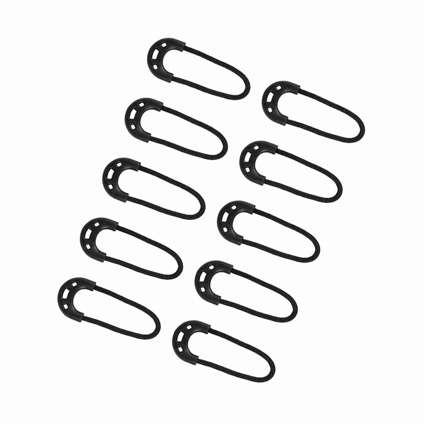 10pcs/bag EDC Black Small Zipper Pulls Cord Rope For Outdoor Travel Clothing Backpack Accessory