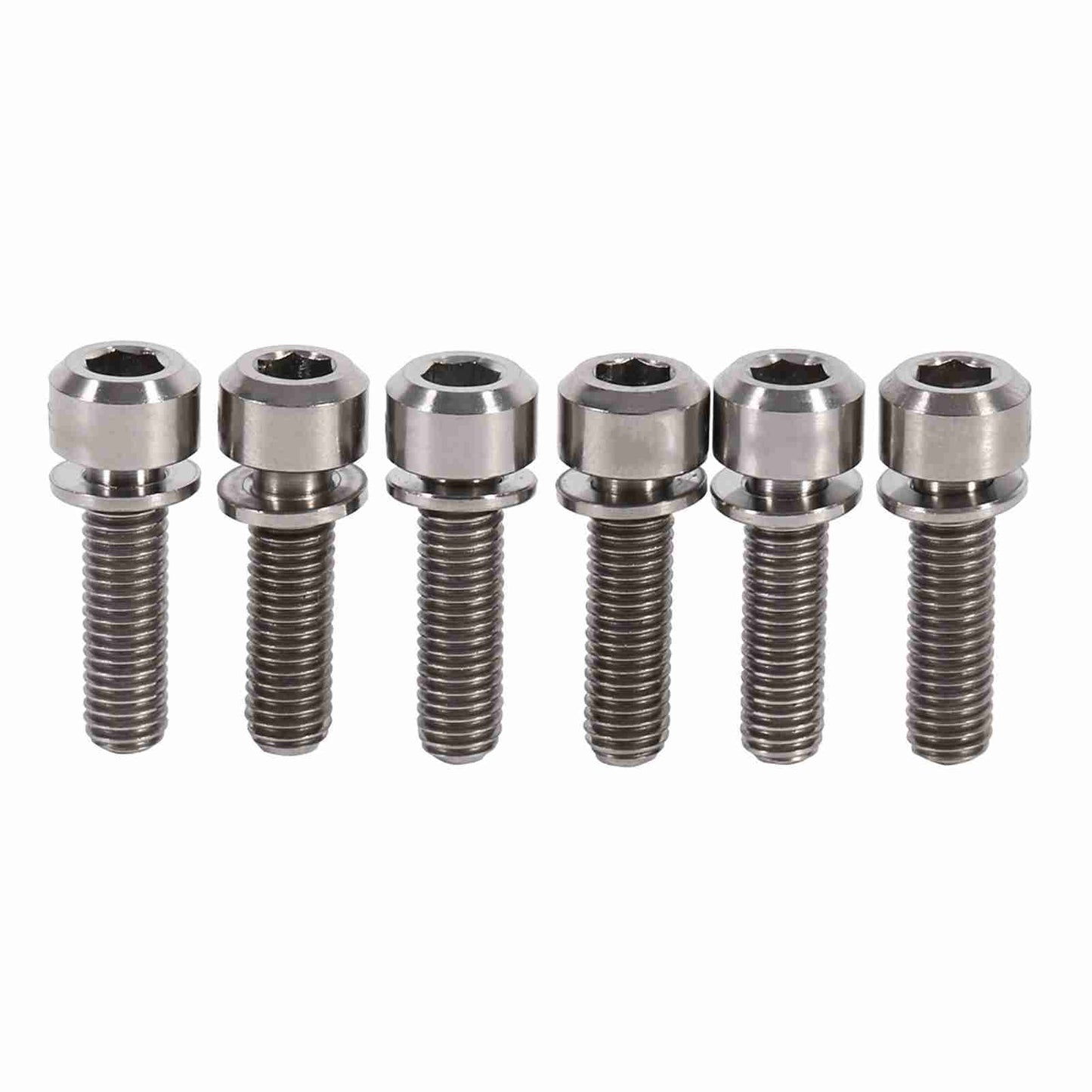 6 Pieces Mountain Bike M5 x 18mm Titanium Stem Bolts Screw With Washer(titanium)