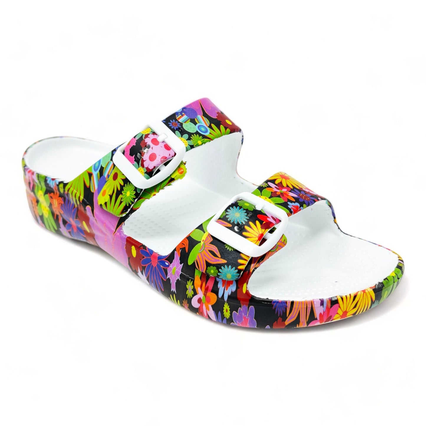 Women's PAW Print Adjustable 2-Strap Sandals - Flower Child by DAWGS USA