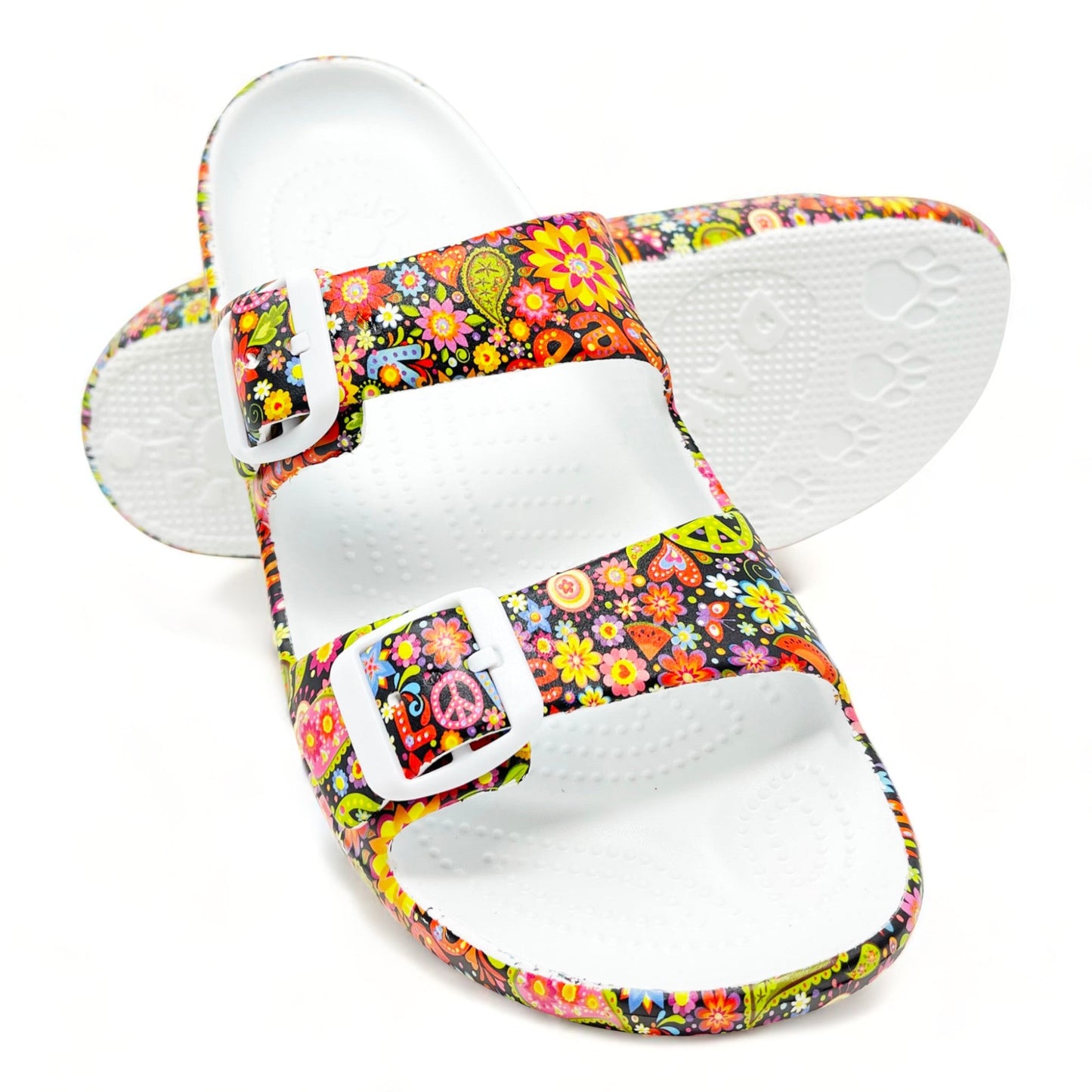 Women's PAW Print Adjustable 2-Strap Sandals - Peace Out by DAWGS USA