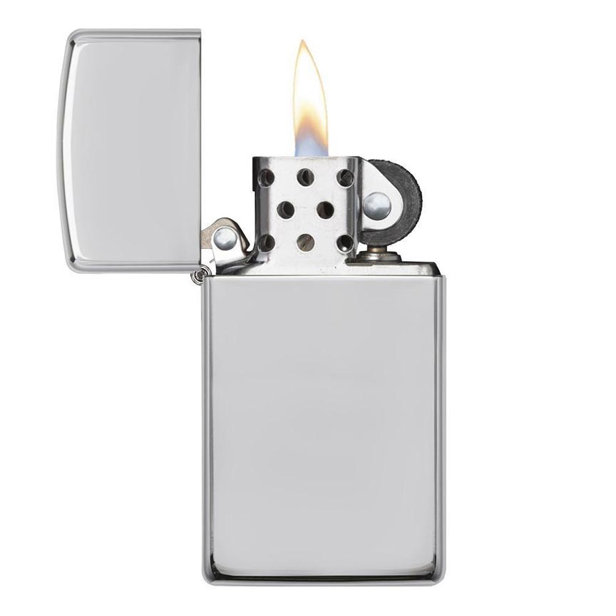 Zippo Windproof Lighter Slim Case High Polish Sterling Silver