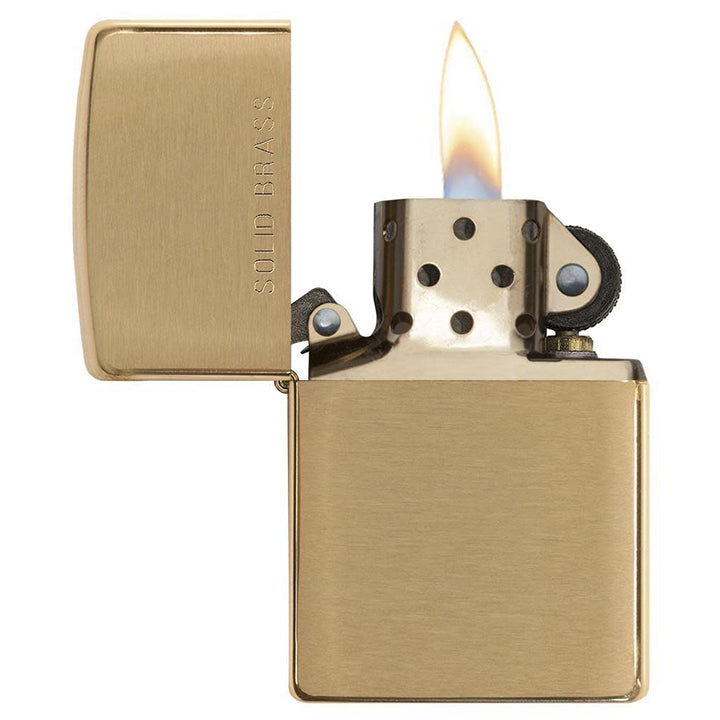 Zippo Windproof Lighter Brushed Brass W/ Solid Brass Engraved