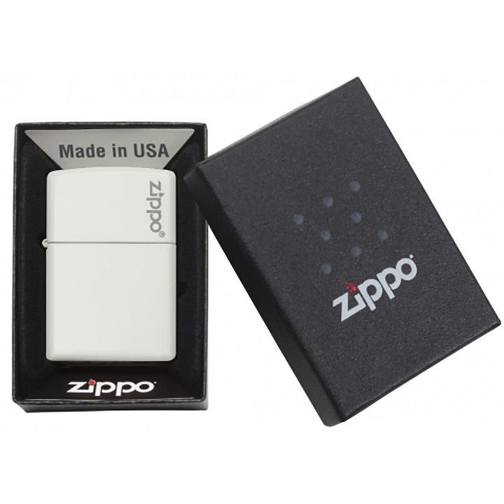 Zippo Windproof Lighter Classic White Matte Zippo Logo