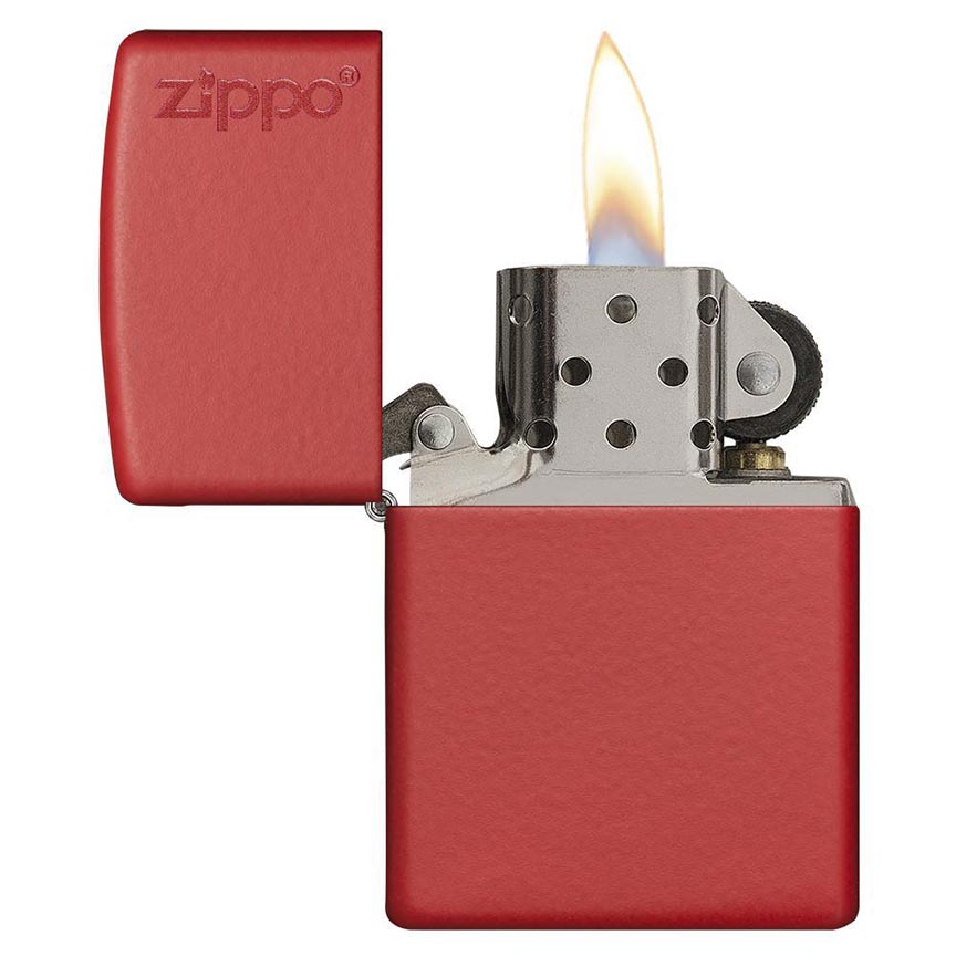 Zippo Windproof Lighter Red Matte W/zippo Logo