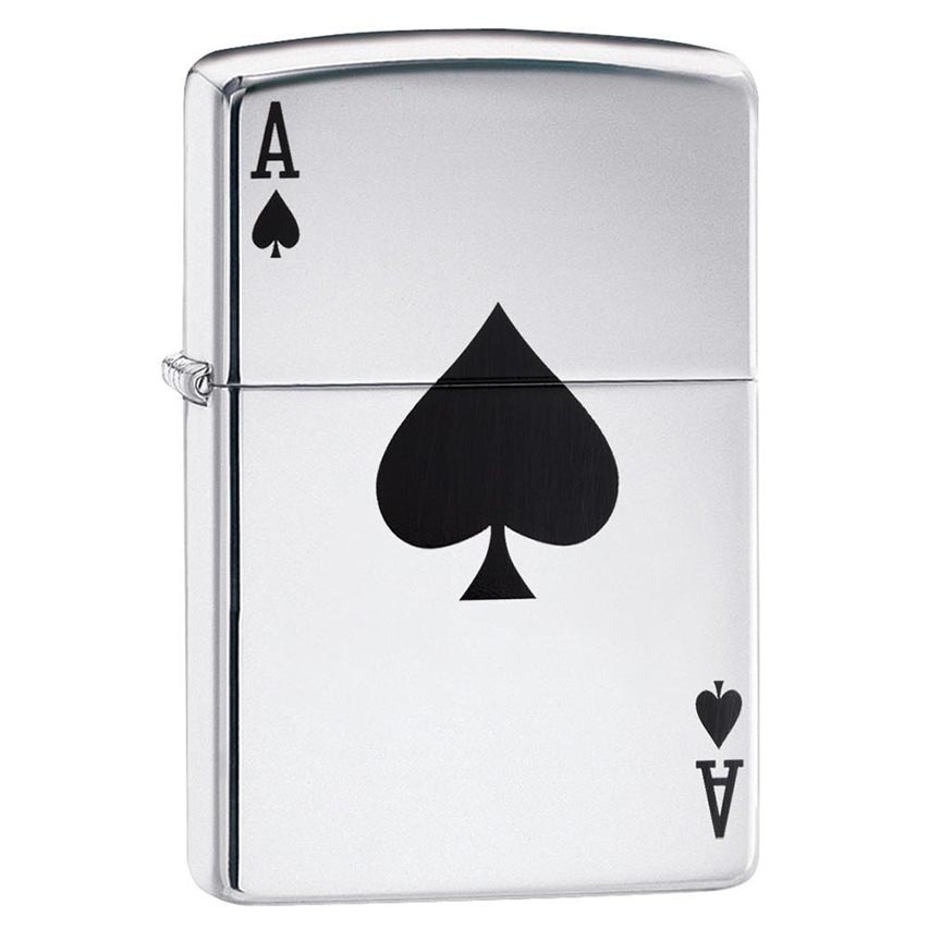 Zippo Windproof Lighter Simple Spade Design High Polish Chrome