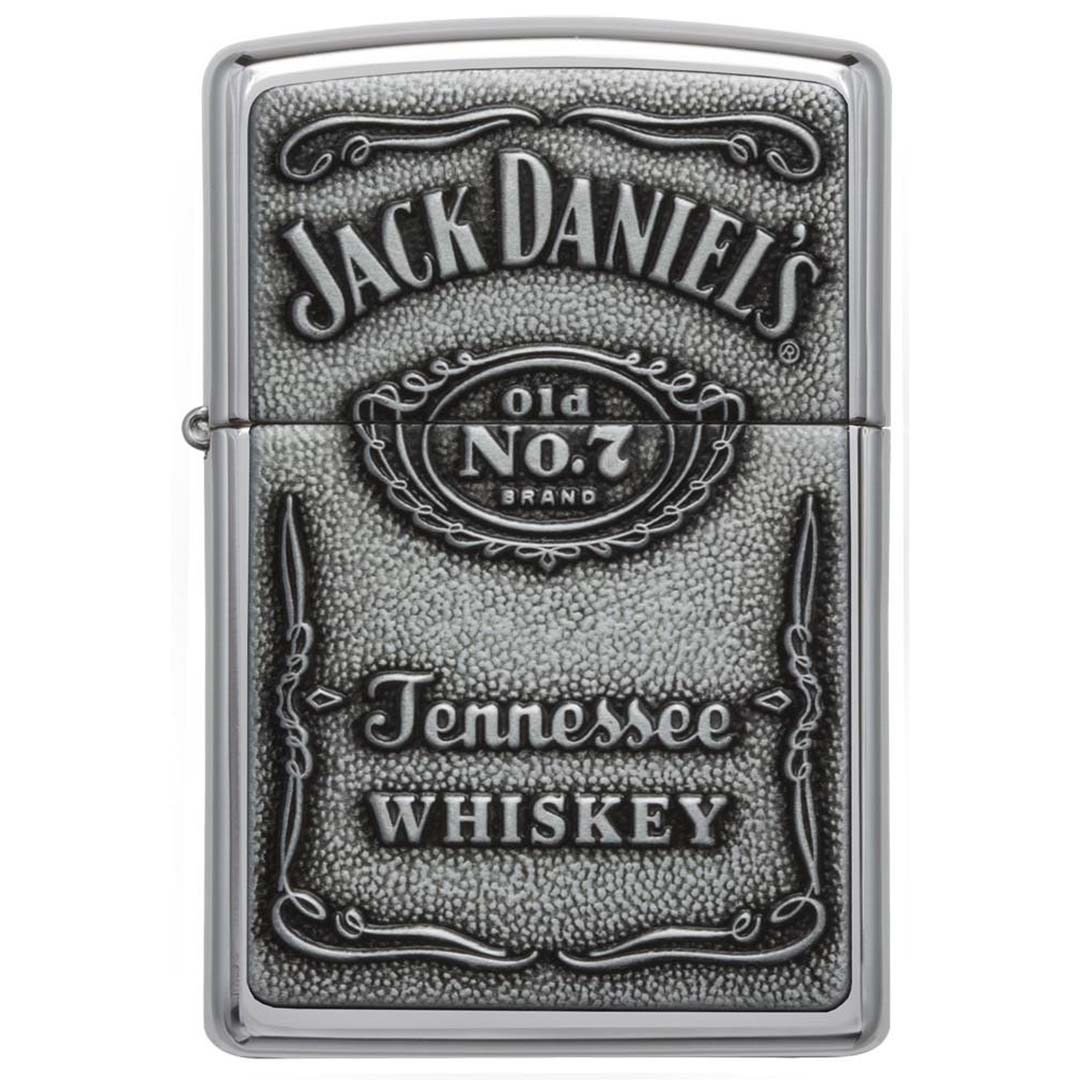 Zippo Windproof Lighter Jack Daniel's Label-pewter Emblem High Polish Chrome