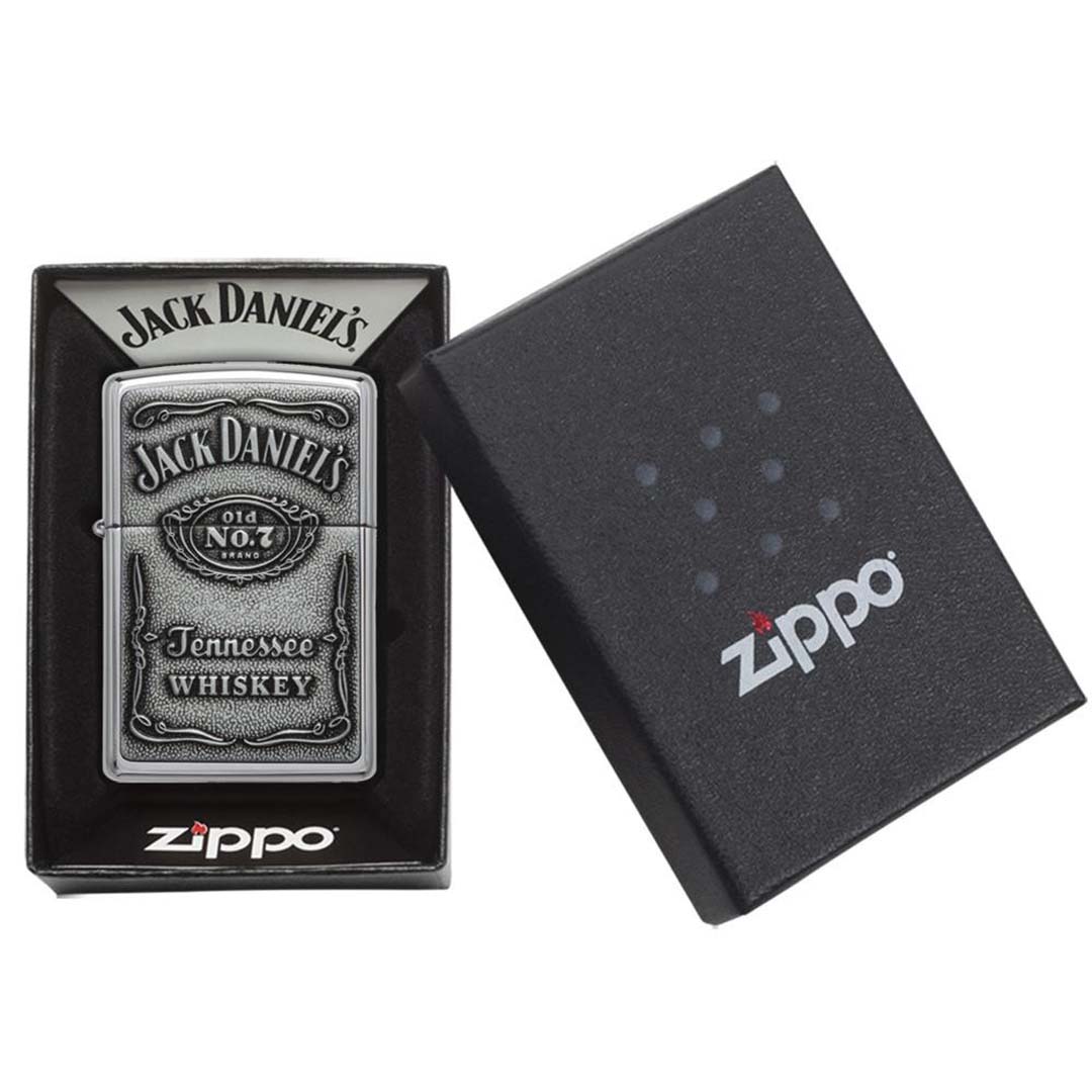 Zippo Windproof Lighter Jack Daniel's Label-pewter Emblem High Polish Chrome