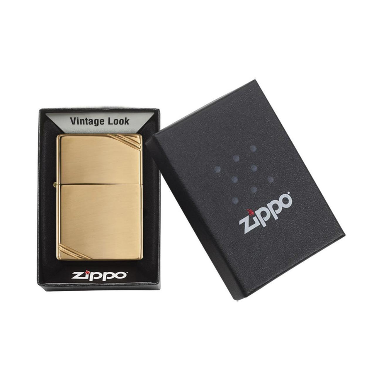 Zippo Windproof Lighter Vintage High Polish Brass W/slashes