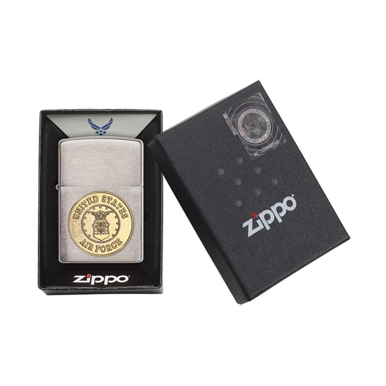 Zippo Windproof Lighter U.s. Air Force Crest Emblem Brushed Chrome