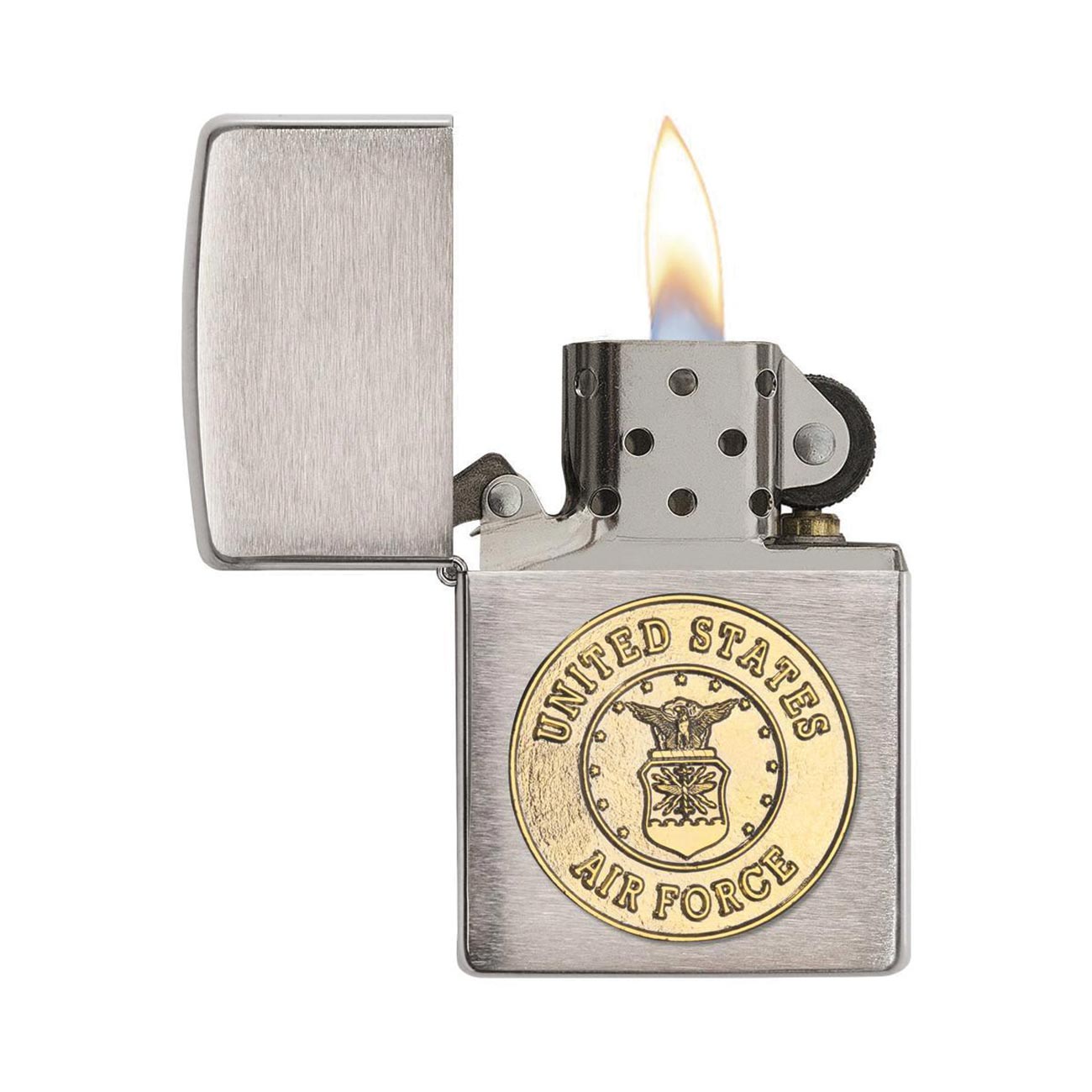 Zippo Windproof Lighter U.s. Air Force Crest Emblem Brushed Chrome