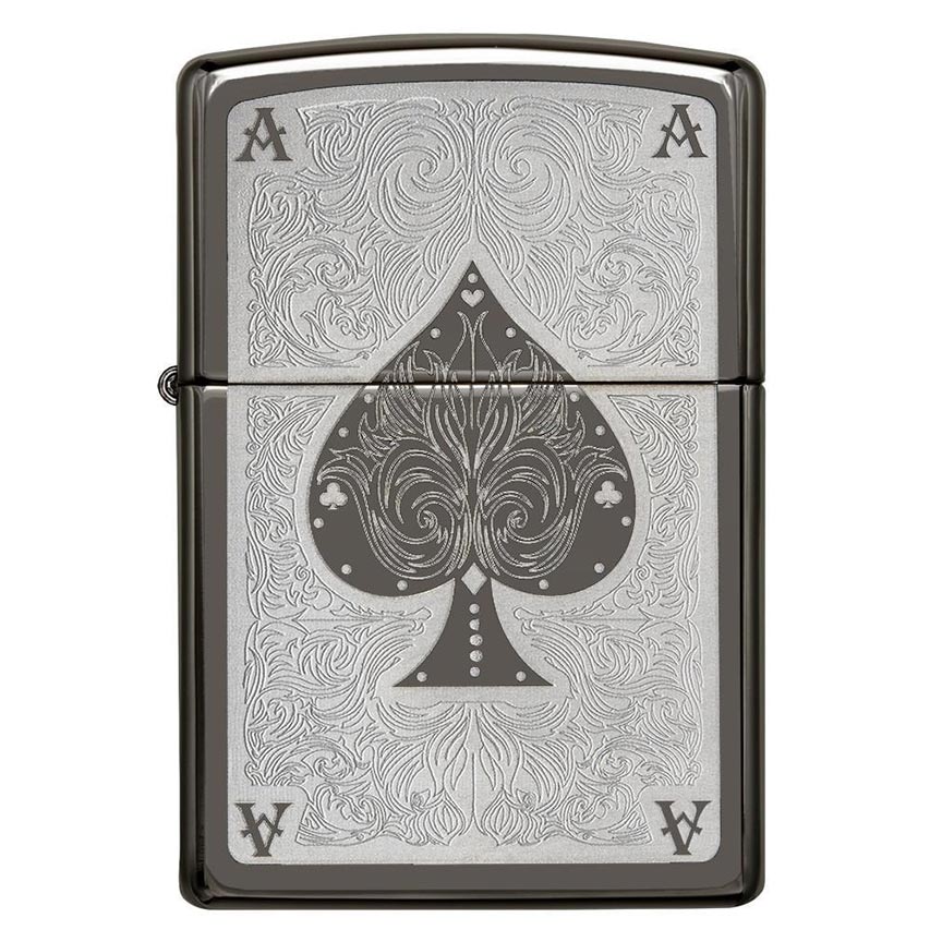 Zippo Windproof Lighter Ace Filagree Black Ice Finish