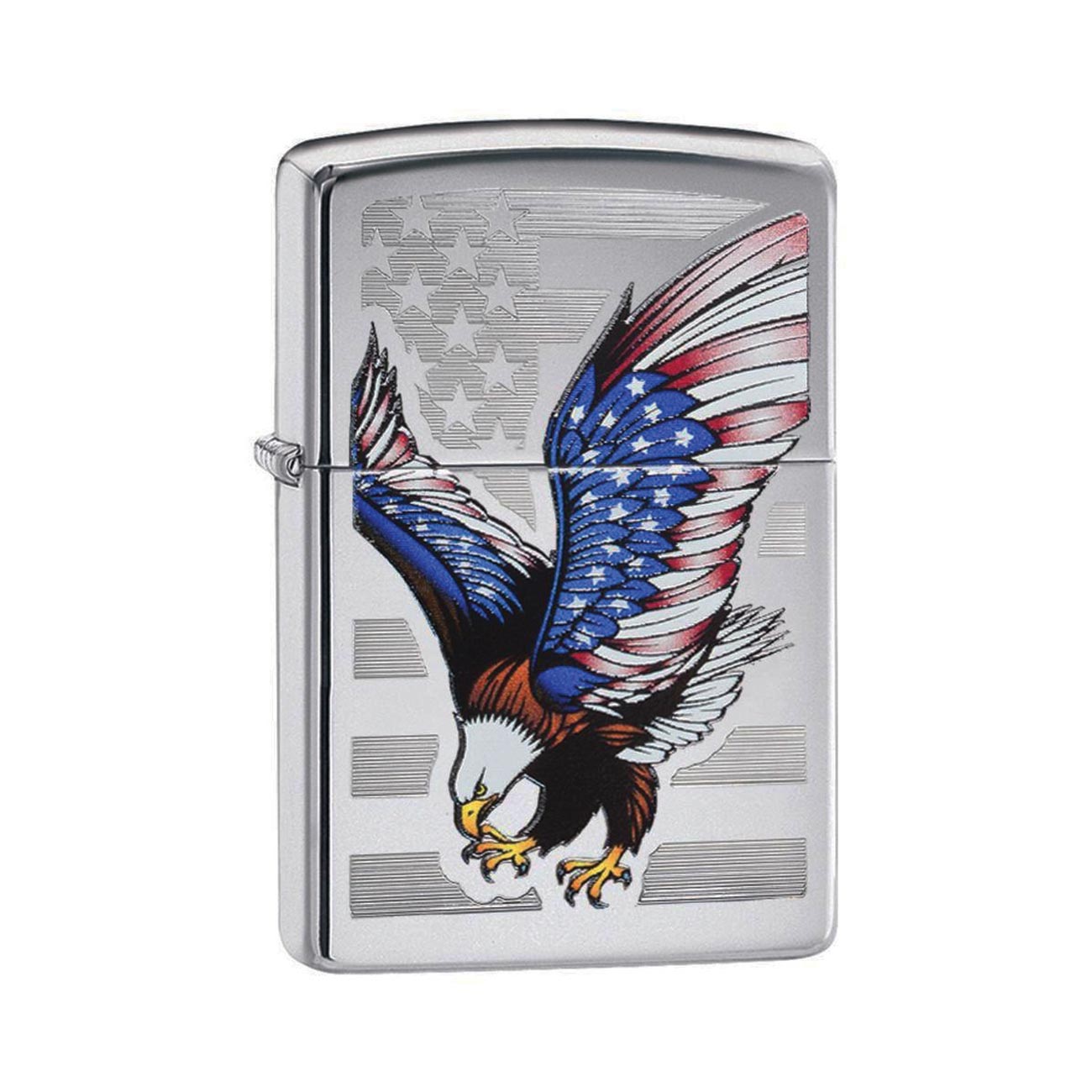 Zippo Windproof Lighter E-star Award W/patriotic Eagle Flag High Polish Chrome