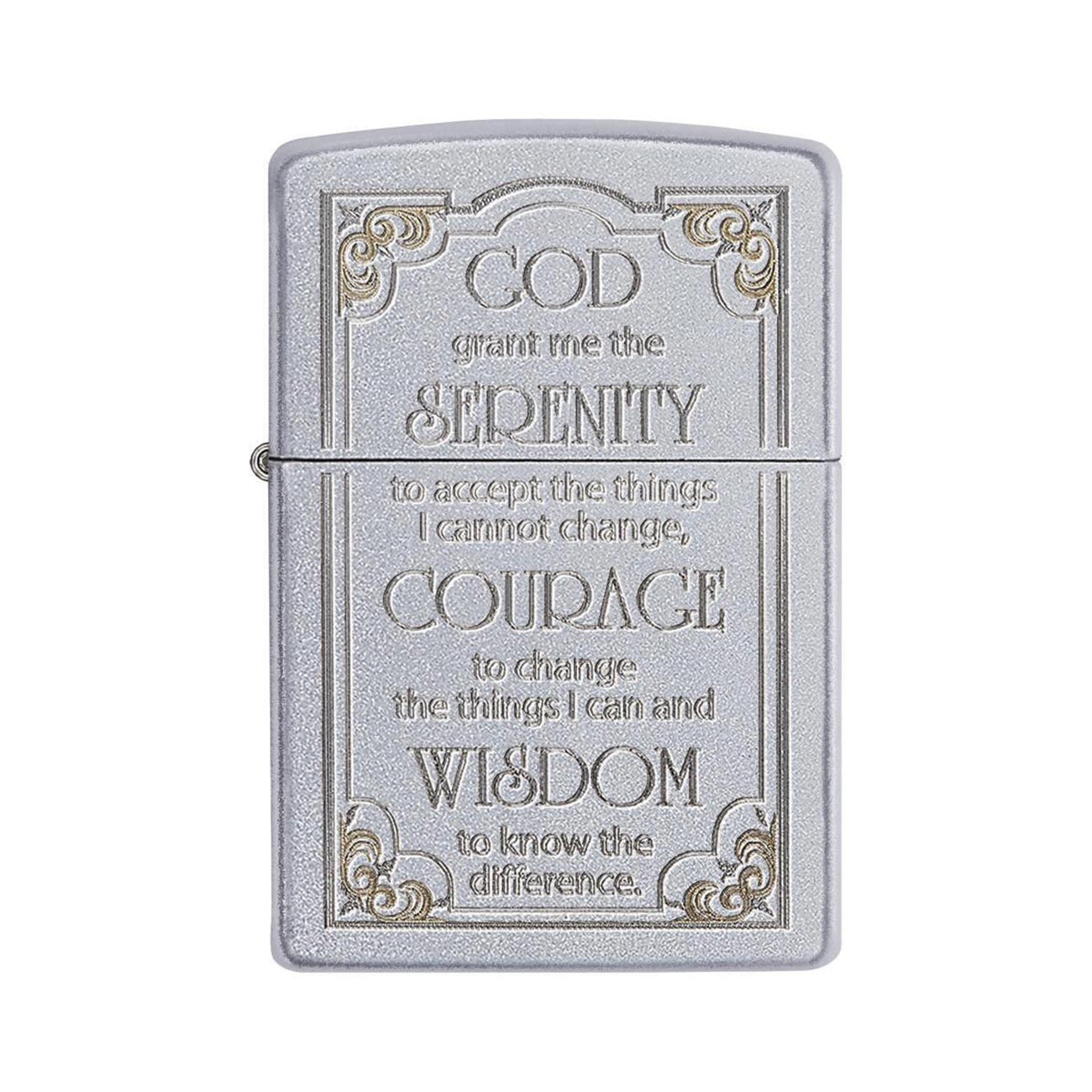 Zippo Windproof Lighter Serenity Prayer Satin Chrome Finish