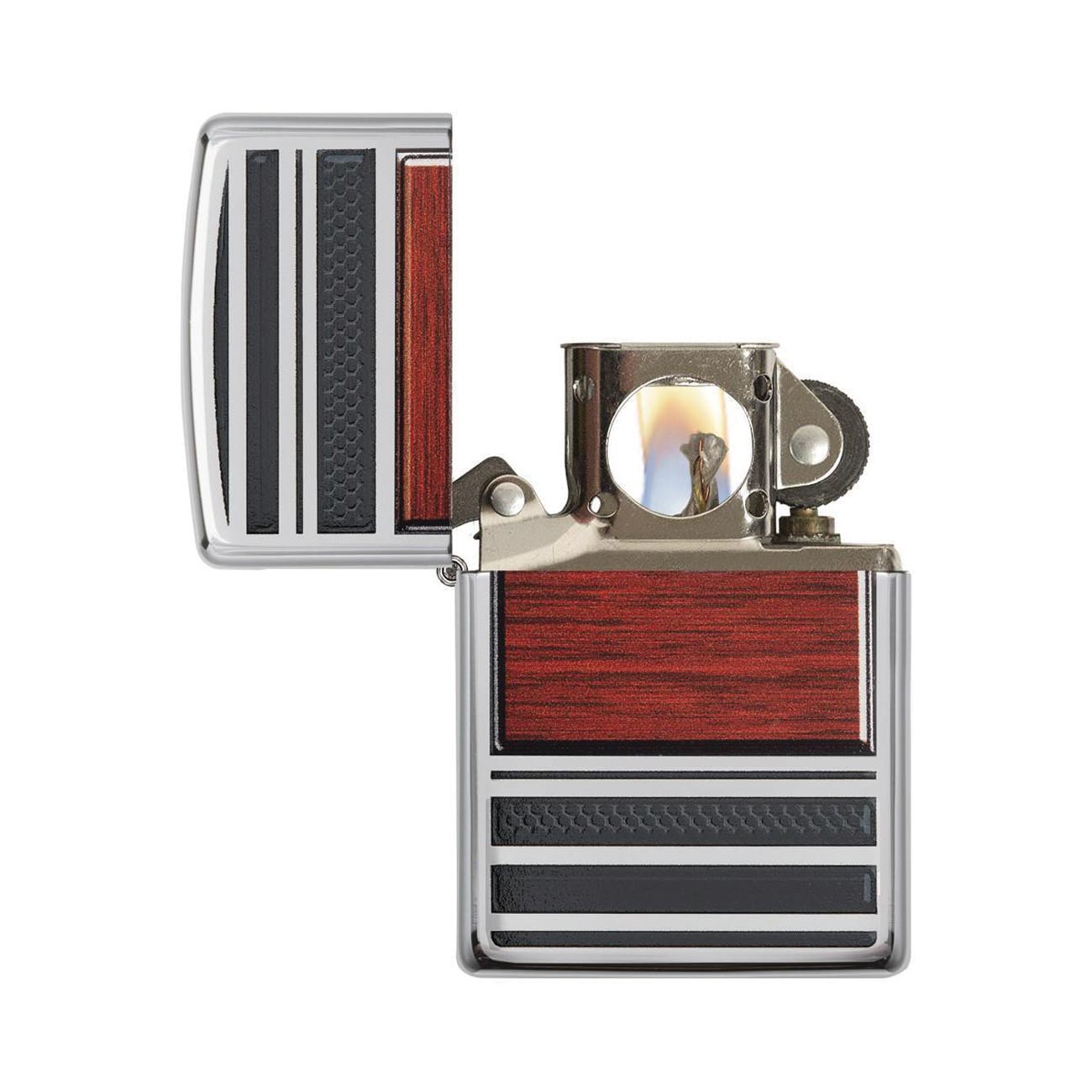 Zippo Windproof Lighter Pipe Wood Design W/pipe Lighter Insert High Polish Chrome