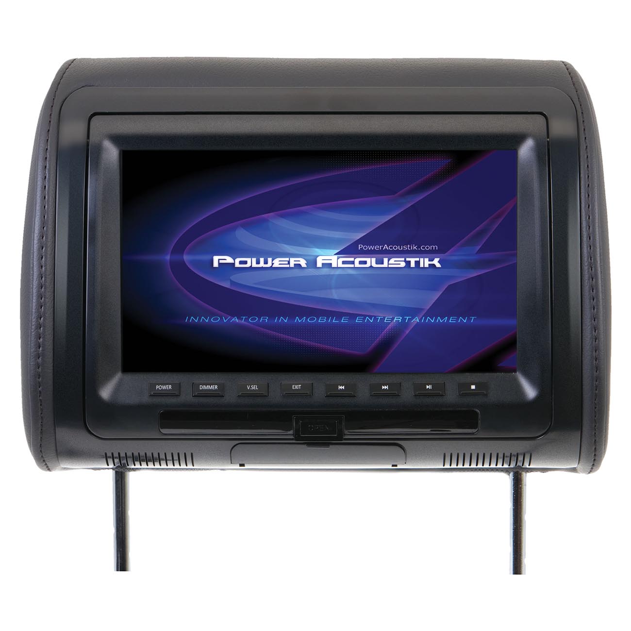 Power Acoustik 9" Headrest Monitor (single) With Dvd Player Ir/fm Transmitters Color Skins & Rem.