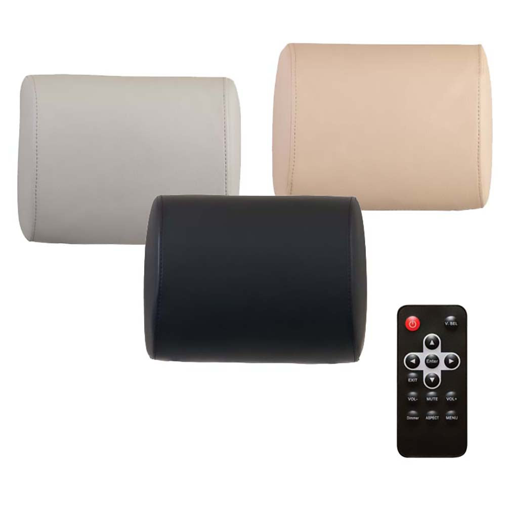 Farenheit Universal  7" Headrest (single) Includes 3 Color Skins (blackgreybeige) Dual Ch Ir Tran