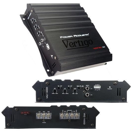 Power Acoustik Vertigo Series 2 Channel Amplifier 1400w Max