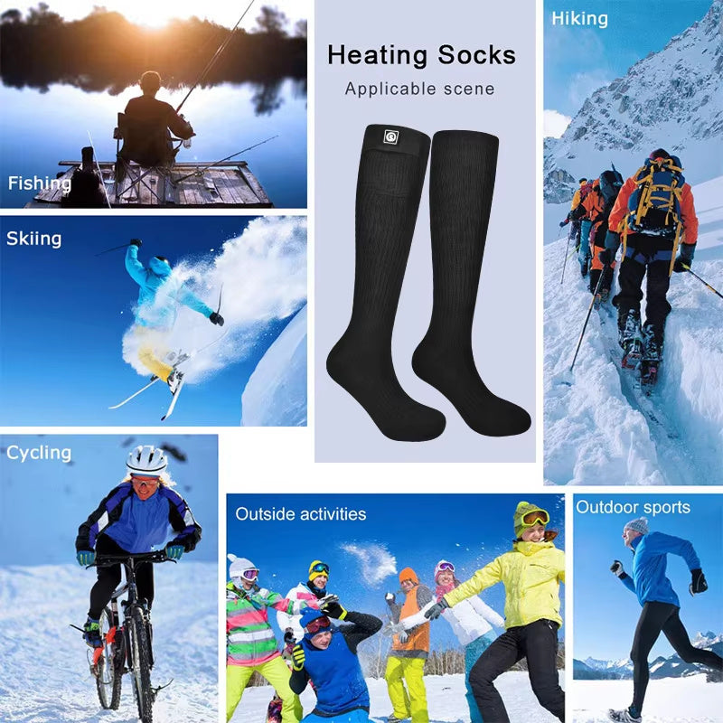 Men's Sporty Knitted Electric Heating Socks  Far Infrared Fiber Heating Elements Anti-Slip Design Warm Cotton Spandex