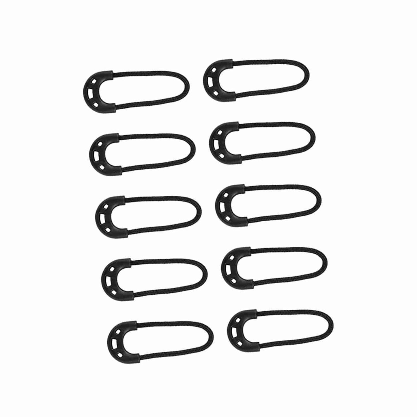 10pcs/bag EDC Black Small Zipper Pulls Cord Rope For Outdoor Travel Clothing Backpack Accessory