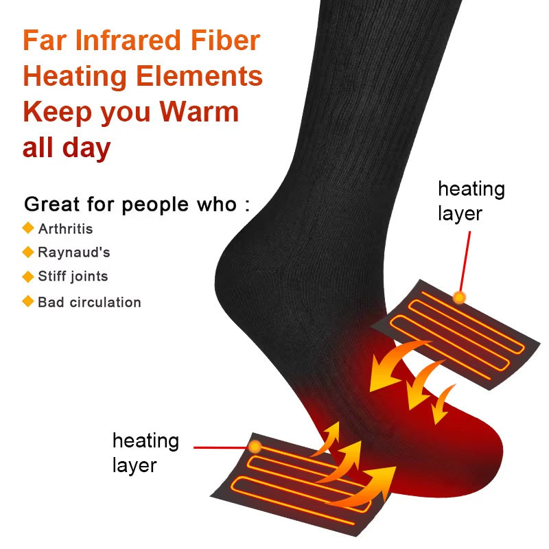 Men's Sporty Knitted Electric Heating Socks  Far Infrared Fiber Heating Elements Anti-Slip Design Warm Cotton Spandex