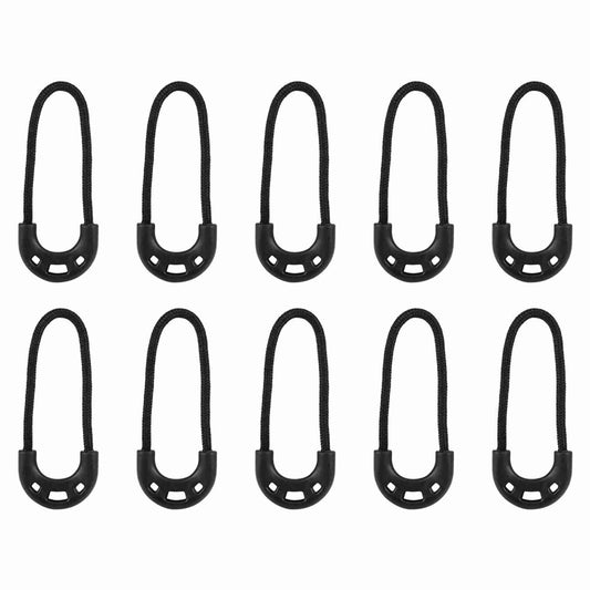 10pcs/bag EDC Black Small Zipper Pulls Cord Rope For Outdoor Travel Clothing Backpack Accessory