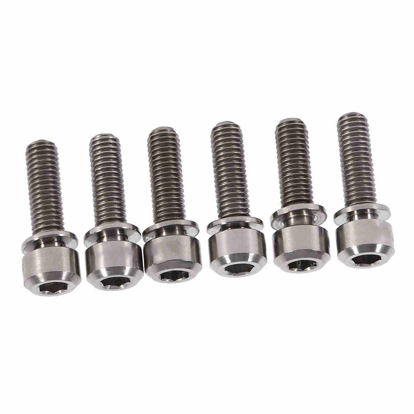 6 Pieces Mountain Bike M5 x 18mm Titanium Stem Bolts Screw With Washer(titanium)