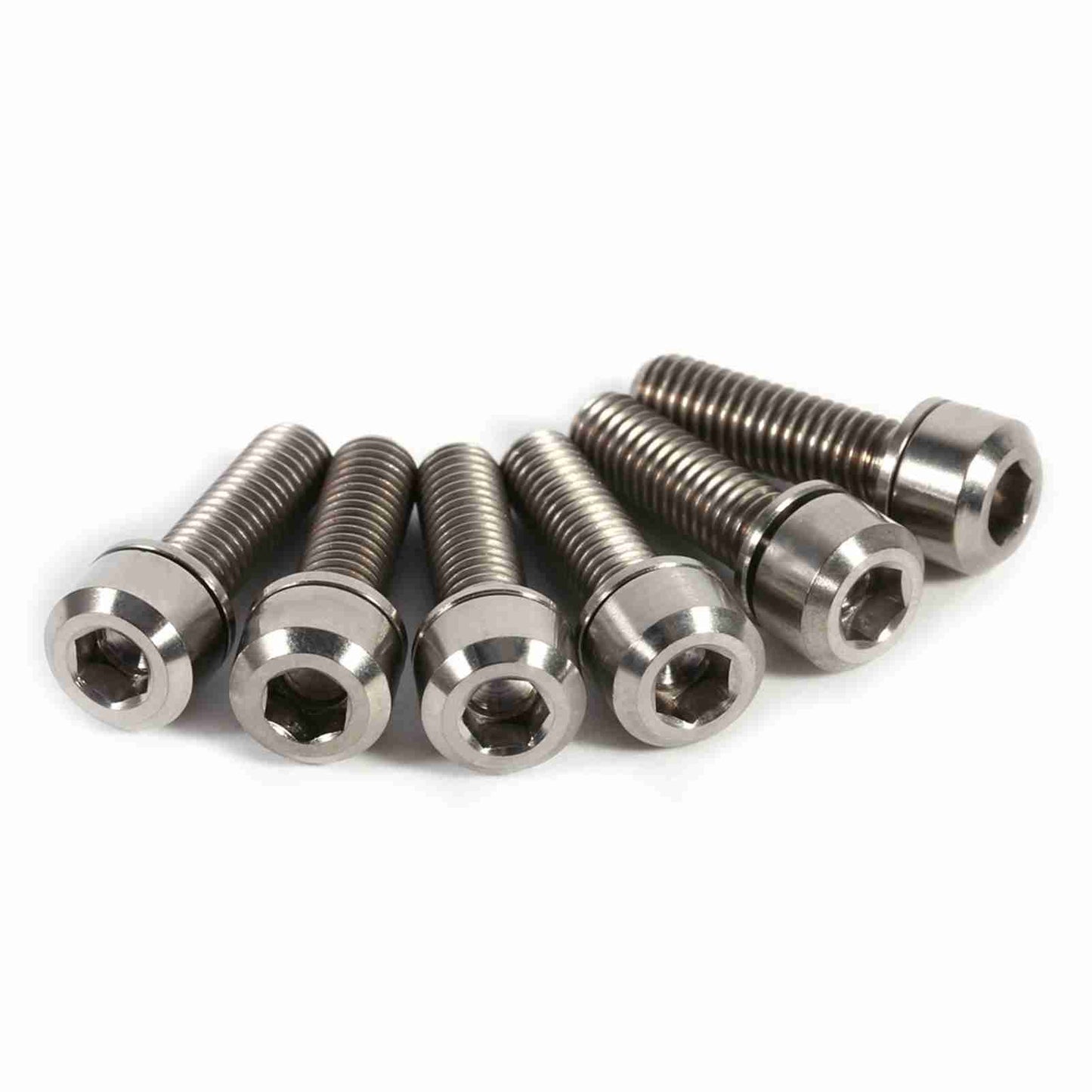 6 Pieces Mountain Bike M5 x 18mm Titanium Stem Bolts Screw With Washer(titanium)