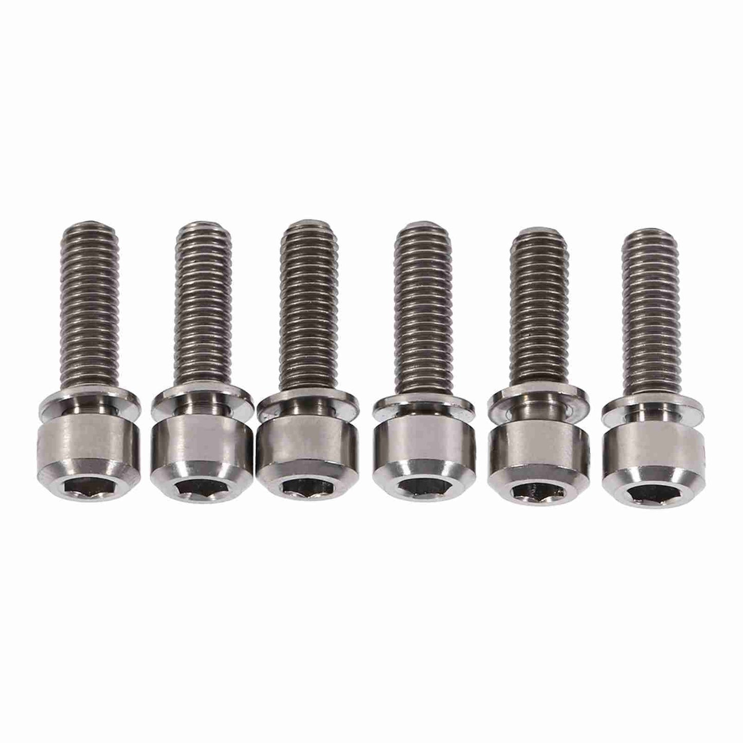 6 Pieces Mountain Bike M5 x 18mm Titanium Stem Bolts Screw With Washer(titanium)