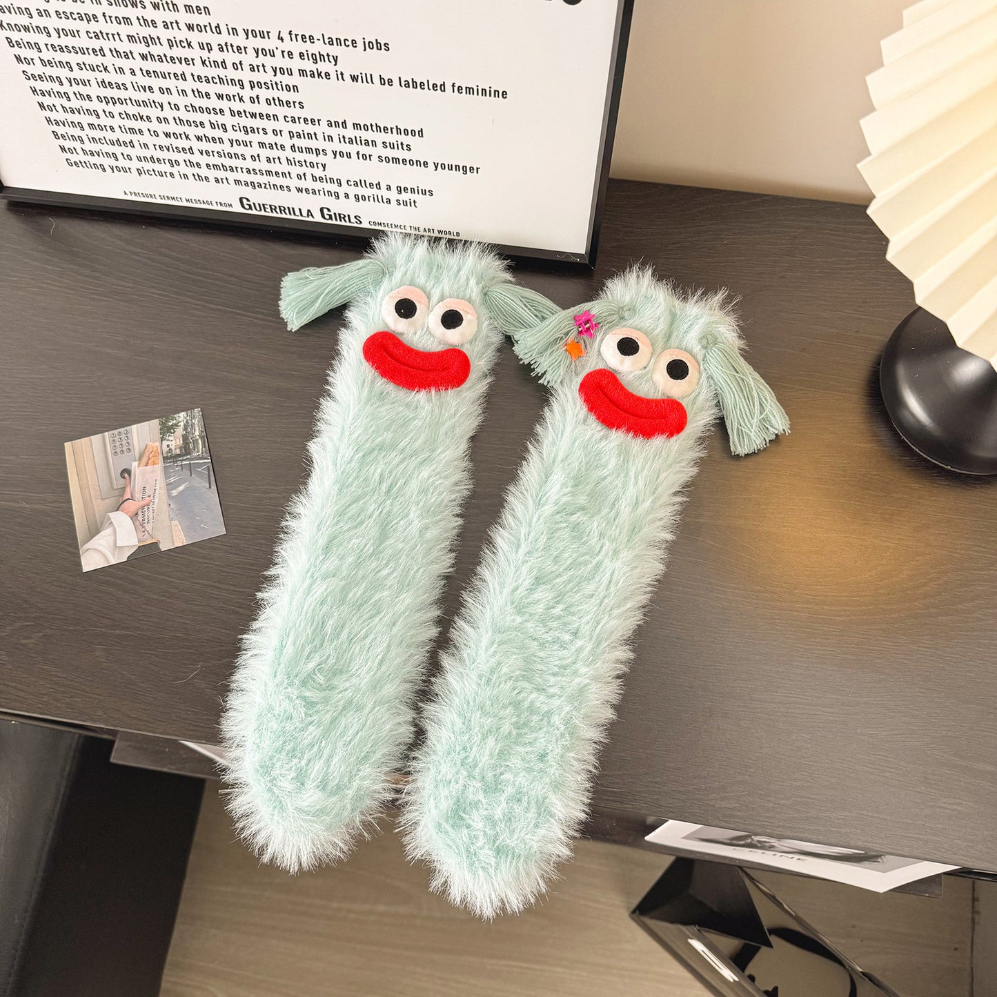 Funny Plush Mid-calf Length Thermal Room Socks