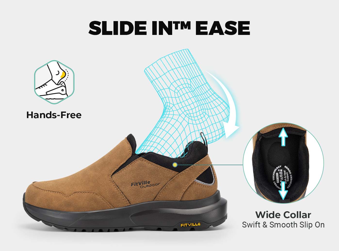 FitVille Men's Explorer Outdoor Slip-On Shoes V1 by FitVille