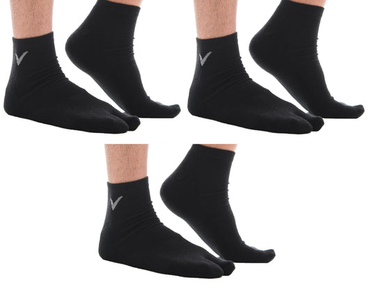 3 Pairs Athletic Black Solid V-Toe Flip Flop Tabi Big Toe Ankle Socks Comfortable Stylish For Men And Women by V-Toe Socks, Inc - The Hammer Sports